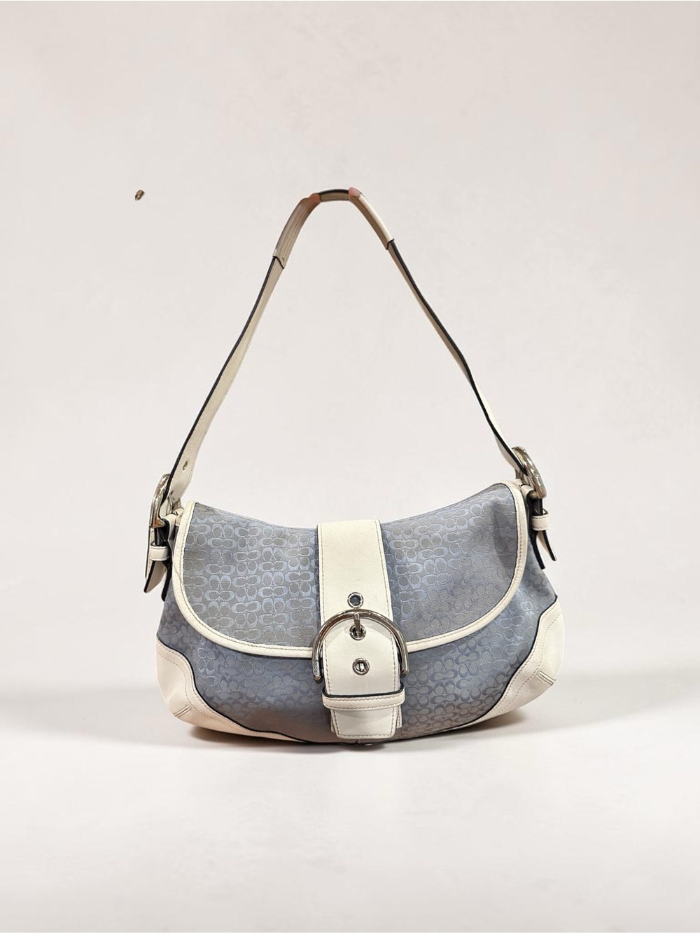 Coach SoHo Light Blue & Cream Signature Shoulder Bag